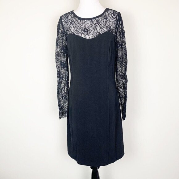 Laundry By Shelli Segal Dresses & Skirts - Laundry by Shelli Segal Womens Lace Little Black Dress Size 8 Long Sleeve Zip